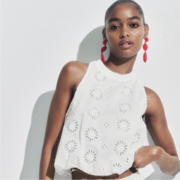Zara White Embroidered Top- Size S; New with Tags - Picture 8 of 8